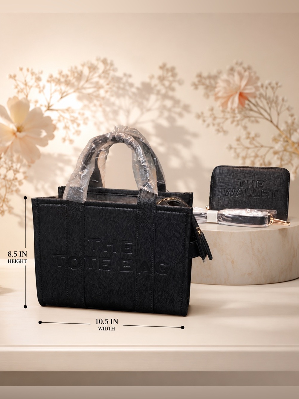 Black 'The Tote Bag' Structured Tote Bag with wallet